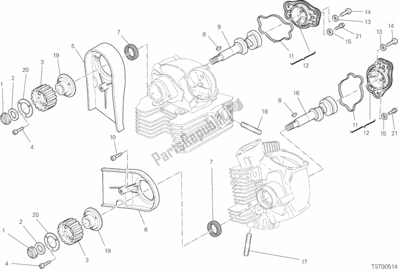Alle onderdelen voor de Nokkenas van de Ducati Monster 796 ABS Thailand 2015